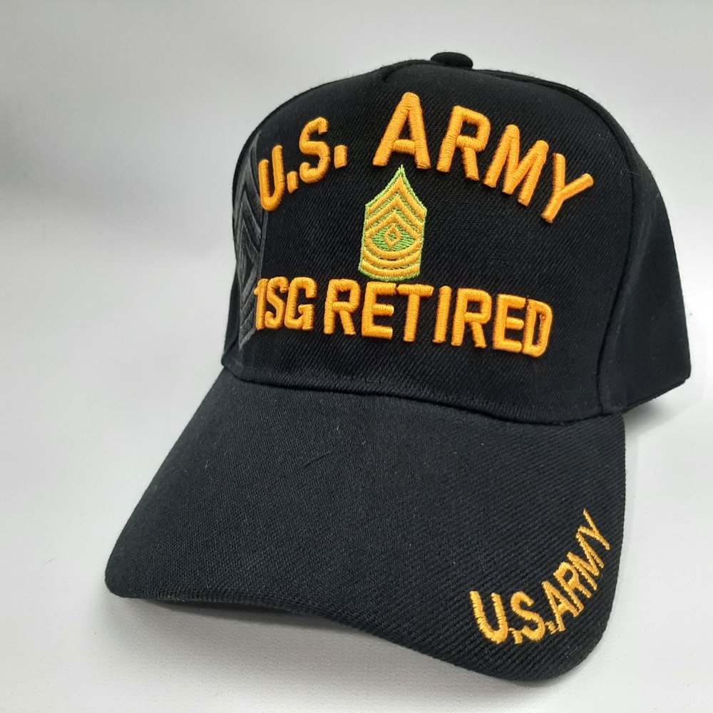 US Army 1SG Retired Men's Ball Cap Hat Black Embro